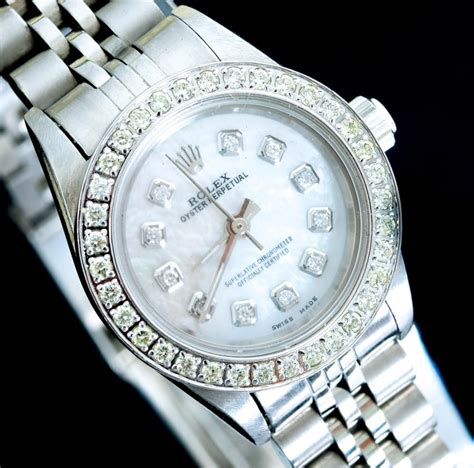 rolex oyster diamond ladies|Rolex full diamond watch price.